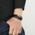 Herren Echtlederarmband Plate Silber Edelstahl Magnetverschluss Luxus TOP verkauft